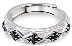 PHNIBIRD Schwarze Ringe Herren mit Spinell Ringe Verstellbar Unisex Schmuck | Hypoallergen,Langlebigkeit,Angenehm zu tragen,Schlicht Modeschmuck,Tägliches Tragen,Geschenke für Männer und Frauen
