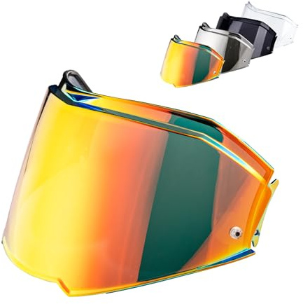 Visiere Casque Moto pour FF900 Valiant II,Visière de Casque de Protection Contre Le Vent Moto,Lentille de Remplacement Visiere Casque Moto (Rouge Chrome)