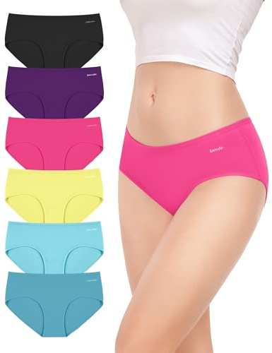 TANSTC Damkalsonger, bomull, 6-pack, hipster, låg midja och stretch, andas, Trosor mörka toner × 6, XS