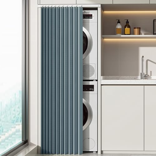 Cortinas Lavadora con Rieles Deslizantes, Funda for Lavadora y Secadora, Impermeable, Protector Solar, Resistente Al Polvo, Cortinas Gabinete Aptas for La Mayoría de Lavadoras de Carga Frontal(Blue,70