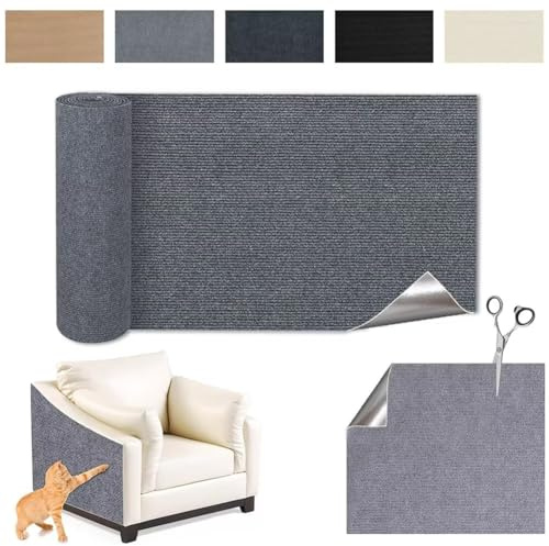 Kratzmatte Katze Selbstklebend - Kratzschutz Sofa Anti Kratz Folie Kratzwand für Katzen Frei DIY Geschnitten 40x100CM Grau