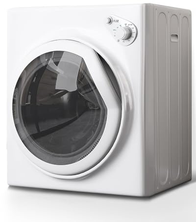 TABU 3.5 Cu. Ft Compact Dryer, Portable Clothes Dryer with Stainless Steel Tub, Front Load Electric Dryer with 4 Automatic Drying Mode, Ideal for Home, Apartment, RV, White