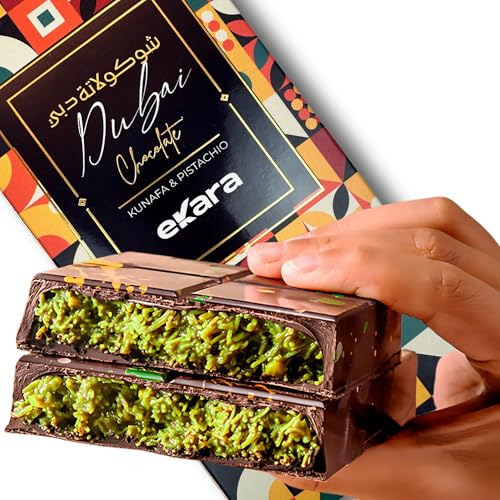 Velafee Dubai Chocolate Bar Pistachio Kunafa Milk 200g, Dubai Made Viral Dubai Pistachio Chocolate Bar, Middle Eastern Dessert, Premium UAE Milk Chocolate, Gift Box