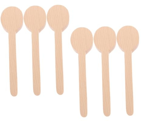 6 Stück Selbstgemacht Holzlöffel für Bastler und Dekoration | Unfertige Rohlinge, Beige Farbton, Stabile Ausführung, Geeignet zum Schnitzen, Basteln