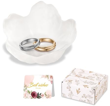 Gifts for Women Flower Jewelry Dish Ring Holder Jewellery Tray Vanity Organiser Room Decor Aesthetic Ring Holder Decorative Tray Trinket Dish Valentine's Engagement Birthday Gifts Stocking Stuffers