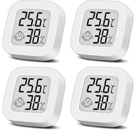 Lot de 4 thermomètres d'intérieur avec écran LCD numérique - Pour salon, chambre à coucher, bureau, chambre d'enfant, etc