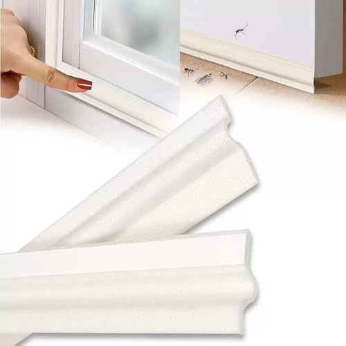 YCSHIPO 236 inch/6m Self-Adhesive Window Draft Blocker, Insulation Seal Strip, Sound-Proofing Foam Tape for Windows & Doors (White)