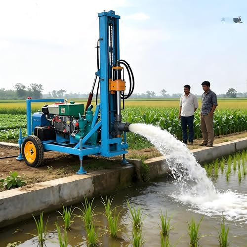Perceuse de forage, plate-forme de forage hydraulique portable pour puits d'eau, équipement de forage mobile à roues de 100 m de profondeur pour l'irrigation agricole, usage domestique, irrigation