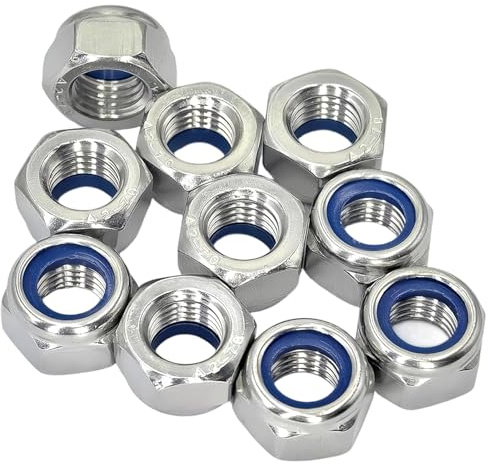 Tuercas Autoblocantes M12, 10 Unidades Tuercas Autoblocantes Hexagonales, Tuerca Nylon Autocierre, Tipo Hexagonal con Bloqueo para Pernos, Tornillos, Fijación Segura en Industria, Bricolaje