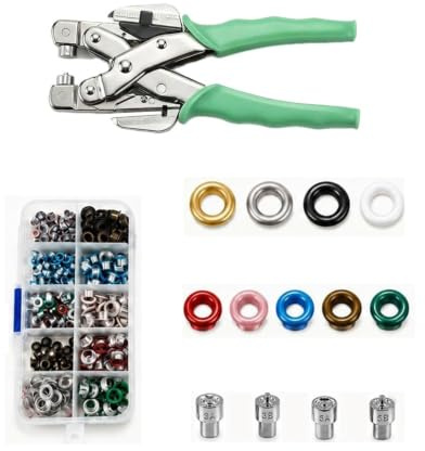 Toheitian Kit de Herramientas para Ojales, Pinza Perforadora de con 360 Conjuntos de Ojales Metálicos de Color para Proyectos de Manualidades en Tela y Lona