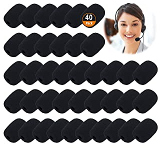 40 Pack Headset Microphone Foam Cover Mini Windscreens Sponge Foam Covers Foam Microphone Cover for Headset Lapel Lavalier - Black