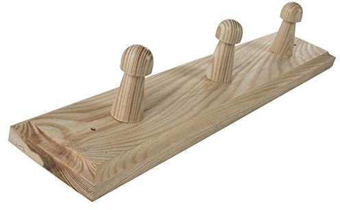 3 Pegs Wooden Door Hooks Coat Rack Hanging Storage Clothes Holder Wall Mounted Hanger | Unpainted & Untreated Plain Pine Wood