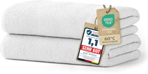 Blumtal Premium Frottier Handtücher Set 2 teilig 100% Baumwolle - Oeko-TEX zertifiziertes Towel 2X (50x100 cm) - Ultra saugstarkes Frottiertücher Set waschbar °60 - Handtücher Weiß