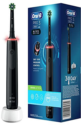 Oral-B PRO 3 Cepillo de Dientes Eléctrico con Mango Recargable y Sensor de Presión, Tecnología Braun y 1 Cabezal de Recambio, 3000 - Negro
