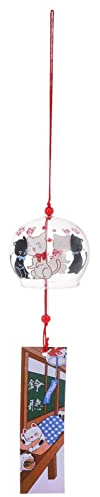 Amosfun Japanischen Windspiele Katze Design Hängen Wind Glocke Kristall Glück Ornament Fairy Garten Dekoration Für Party Favor Home Garten Garten Terrasse Bunte