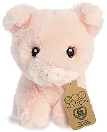 Aurora, 35075, Mini maialino Eco Nation,13cm peluche, rosa