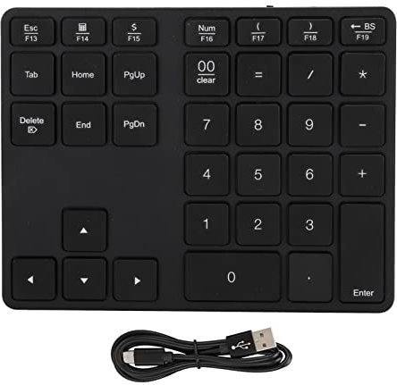 Hapivida Tastierino numerico Cordless, tastierino numerico Esterno Portatile Wireless a 35 Tasti con 10 scorciatoie Multifunzione per Computer, PC, Laptop, Desktop(Nero)