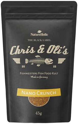 Chris und Olis - Nano Crunch - Hauptfutter für Nanofische - für heranwachsende größere Fische Aufzuchtfutter - kein Fischmehl - hochwertige Zutate - 45g
