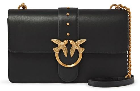 Pinko Damen Taschen Schwarz Umhängetasche mit Logo Love Birds Diamond Cut