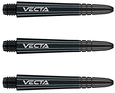WINMAU Dart Shaft - Vecta Polycarbonat Dartschäfte - 1 Set pro Packung (insgesamt 3 Dart-Schäfte) - Professionelles Dartzubehör - Schwarz & Schwarz Intermediate Schäfte