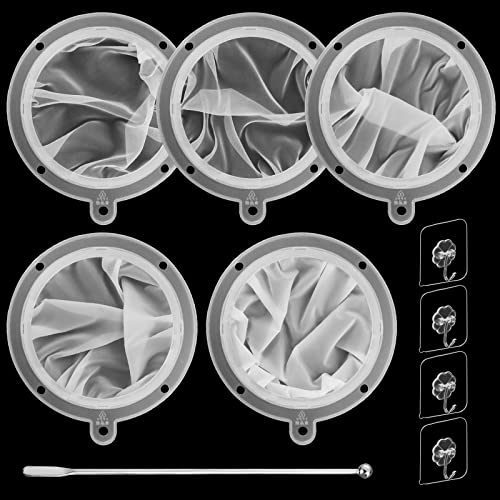 JNZLT 5 pezzi Sottile a Rete, Filtro a Setaccio in Nylon Filtro Imbuto Ultra Fine, Domestico, Manuale Filtri per Colino, per Succo, Colino in Plastica con Manico (100/120/200/300/400 Mesh)