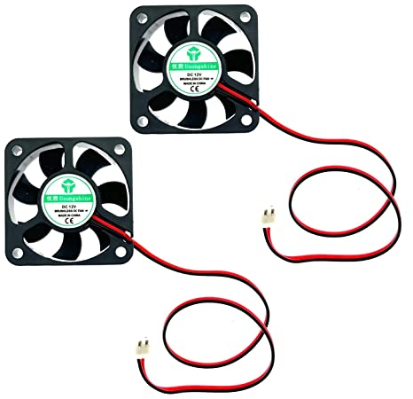 JZK 2x 50x50x10 mm 2 pin DC 12V 5010 50mm Mini petit ventilateurs refroidissement silencieux avec fils, ventilateur miniature sans balais 12 V, ventilateur pour imprimante 3D avec câble connecteur