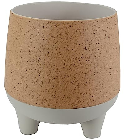 The HC Companies 6 Inch Orion Self Watering Planter - Lightweight Indoor Plastic Plant Pot for Herbs and Flowers, Muted Clay