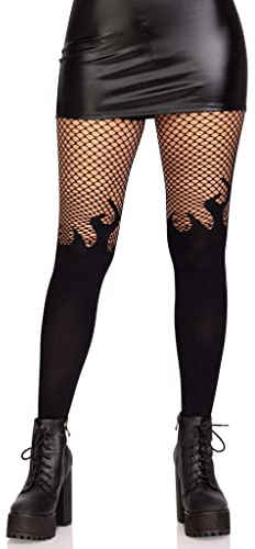 Leg Avenue Collant con Fiamma Opaca con Top a Rete, Taglia Unica Donna