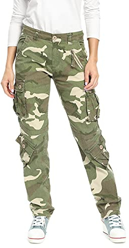 Phorecys Pantalon cargo camouflage pour femme avec 8 poches, pantalon de travail tactique de combat pour l'extérieur, Camo 34 Nouveau, 44