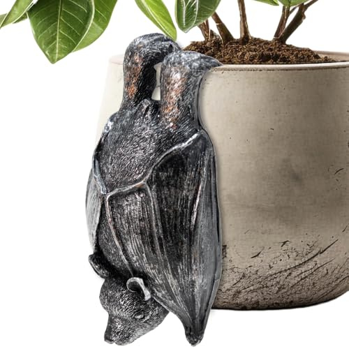 Blumentopf-Aufhänger, Kunstharz, Statue, Blumentopf, Übertopf, hängende dekorative Fledermaus, schwarze Skulpturen, Outdoor, Garten, Rasen, Ornamente, Zuhause, Büro, Halloween-Dekoration (Fledermaus)