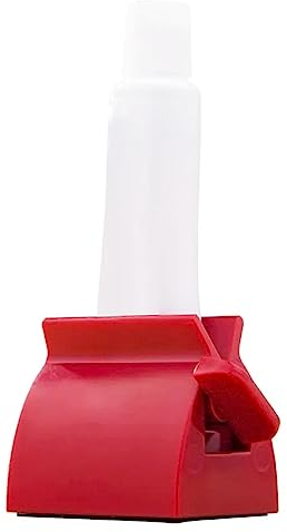 EUROXANTY Exprimidor de Pasta de Dientes | Accesorio de Baño para Pasta de Dientes | Dispensador de Dentífrico | Soporte para Pasta de Dientes | Exprimidor de Crema | Rojo