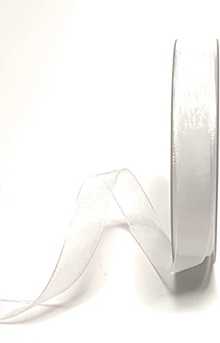 s.dekoda Schleifenband 50m x 10mm Weiß Organza Chiffon Geschenkband Organzaband