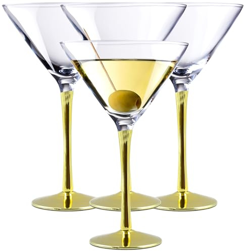 Stephans Möbelbörse 4x Martini Glas Martinigläser Gläser Martinischale Cocktailglas Cocktail Sekt Champagner Dessert Schale Gold