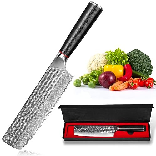 Home Safety Damascus Chef's Knife, 17.4 cm Chefs Knife Made of 67 Layer VG-10 Damascus Steel, Professional Kitchen Knifes with Ergonomic Handle Cooking Knifes, Gift Box