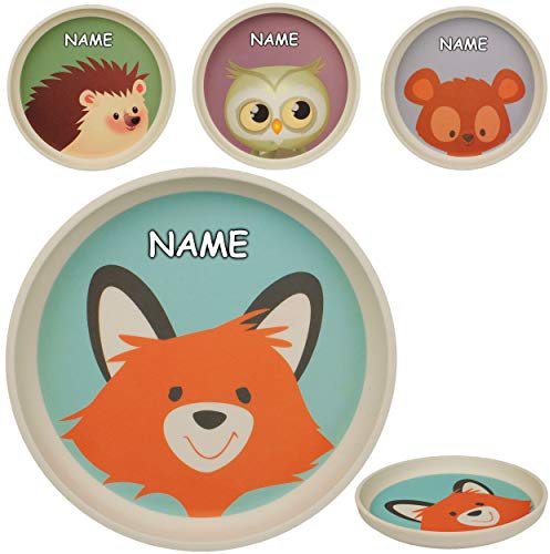 alles-meine.de GmbH 2 Stück - Melamin - Teller - Tiere - Waldtiere & Zootiere - inkl. Name - BPA frei - Melamingeschirr - Melaminteller - Kinderteller - Kindergeschirr - Geschirr..