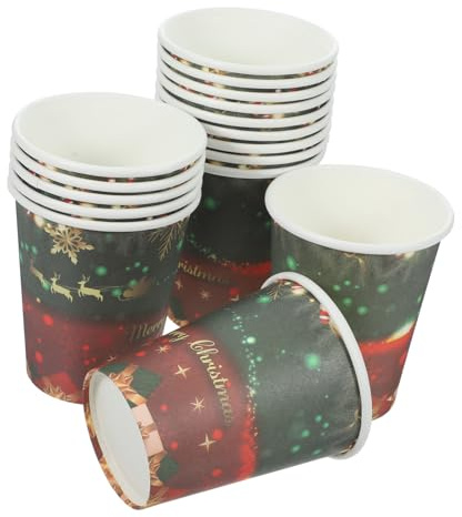Healeved 32 Piezas La Fiesta Temática Navideña Suministra Vasos De Papel Desechables. Tazas De Cafe Taza De Agua De Negocios Tazas De Café De Papel De Navidad Concentrarse Banquete Merienda