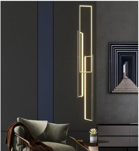 Modern Pendelleuchte Wohnzimmerlamp, LED Dimmbar Pendellampe, Geometrie Villa Kronleuchter Aluminium Acryl Höheverstellbar Hängelampe Treppe Schlafzimmer Hängeleuchte Esszimmer Vordertür Leuchter (Co