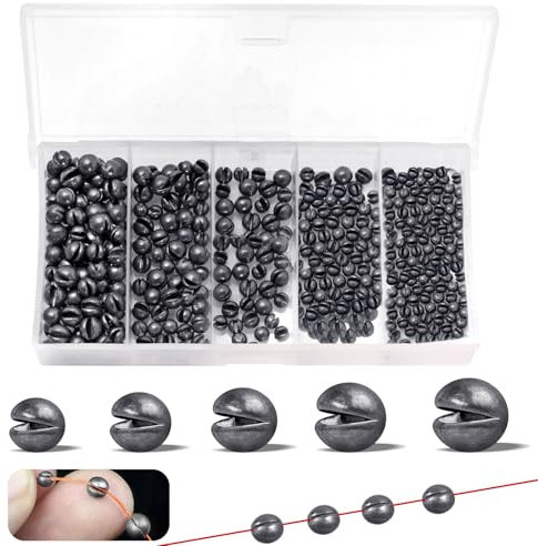 Realure 220 Stück/5 Größen Angelblei, Bleischrot Angelblei Set 0.6g 0.5g 0.4g 0.3g 0.2g Fishing Bleischrot Angeln Herausnehmbare, Blei Gewicht Schrotblei Angeln für Stabilisierung Angelschnur Köders