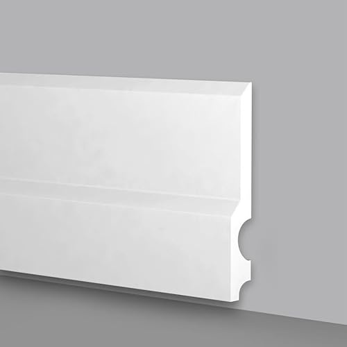 Asta 2 metri lineari Battiscopa Passacavi in Polimeri 130x18x2000 mm - Zoccolo da cucina resistente agli urti (2 Pezzi da 1000x130x18 mm)