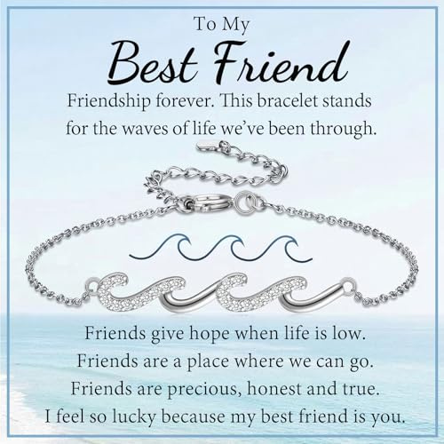KORAS Best Friend Bracelet, Wave Charm Bracelet Friend Gifts for Women Girls, Friendship Gifts for Women Birthday Christmas Graduation Presents