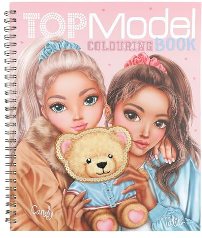 Depesche 13210 TOPModel Team Teddy - Livre de coloriage avec 40 Pages pour créer des Motifs de modèles et de Nounours, y Compris 1 Planche d'autocollants