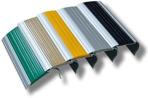 BGBZHMMEE Profilé D'escalier en Aluminium, Profilé De Nez De Marche Antidérapant, Profilé d'angle, Protection De Bord D'escalier en Forme De L(Gray)