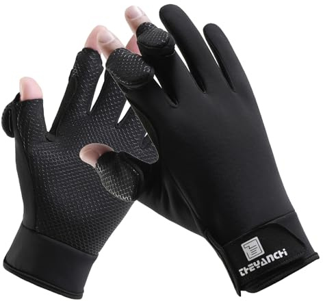Guantes de pesca de invierno sin dedos para hombres y mujeres, resistentes al viento, para pantalla táctil, cálidos, para motocicleta, ciclismo, fotografía, caza, esquí, conducción (negro, XL)