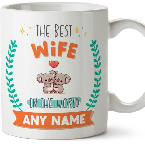 MUGFFINS Wife Mug - in English - World's Best - with Doodle - Funny Gift - Ceramic 11oz Mug