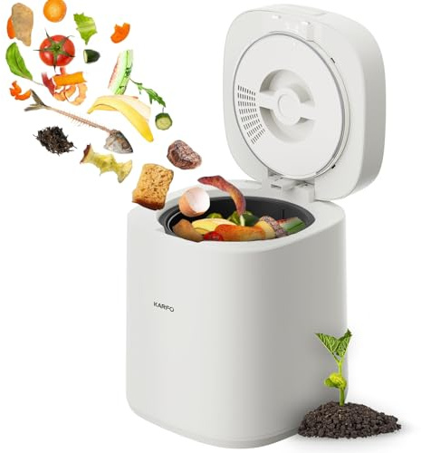 Compostador eléctrico para la cocina: Depósito de compost inteligente sin olor con una capacidad de 2,5 l. Filtro de carbón extraíble con limpieza automática. Ideal para restos de frutas