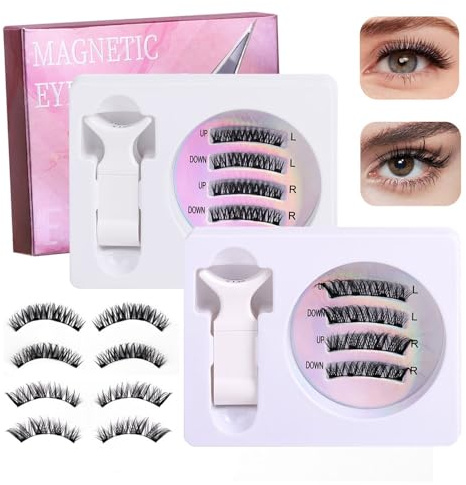 XFSRG Cils Magnetique 3D Faux Cils Magnetique Naturel Réutilisables Sans Colle Hypoallergénique Léger avec Applicateur Facile à Porter et à Enlever