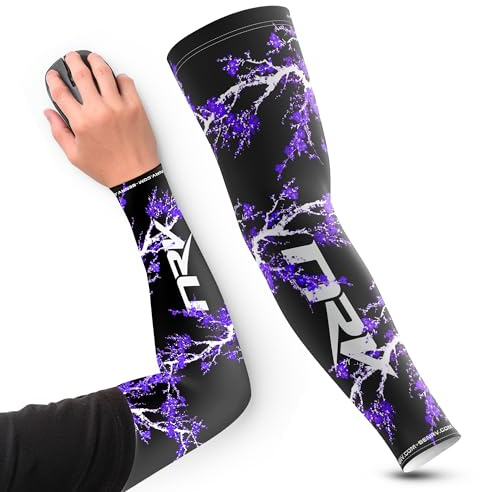 NRV Manchette Gaming eSport Dark Sakura – Compression Confort & Contrôle – Anti-Friction – Design Japonais Élégant – Noir & Violet – Taille S à 3XL (Violet, XL)