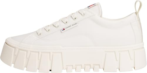 Tommy Jeans Donna Sneakers con Suola Alta Chunky con Suola Spessa, Avorio (Ivory), 40