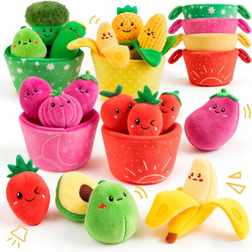 SAIMAND Baby Spielzeug 6-12 Monate, Obst & Gemüse Plüschspielzeug (16PCS)