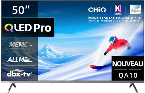 CHIQ 50QA10 50 Zoll(126 cm) 4K UHD QLED Smart Google TV,HDR10,DLG 120Hz*(Software-Enhanced), mit VRR & ALLM, Dolby Audio,Chromecast,Kompatibel mit Apple AirPlay,Integrierter Google Assistant